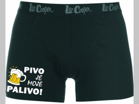 Pivo je moje palivo! čierne trenírky BOXER s tlačeným logom, top kvalita 95%bavlna 5%elastan